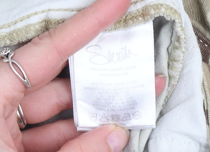 SIKSILK Men's Beige Camouflage Slim Tapered Jeans Size L