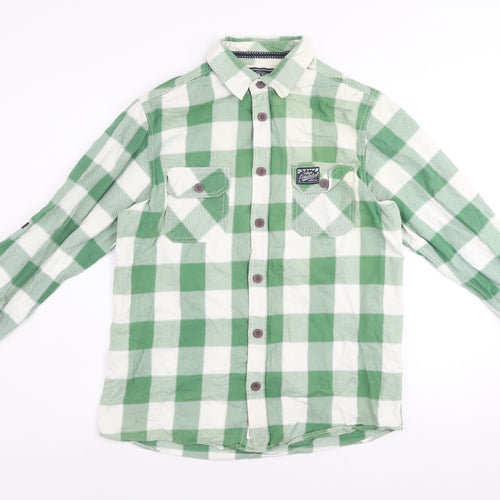Tokyo Laundry Men's Green Checked Long Sleeve Cotton Shirt Size L
