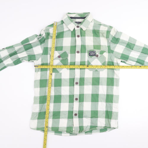 Tokyo Laundry Men's Green Checked Long Sleeve Cotton Shirt Size L