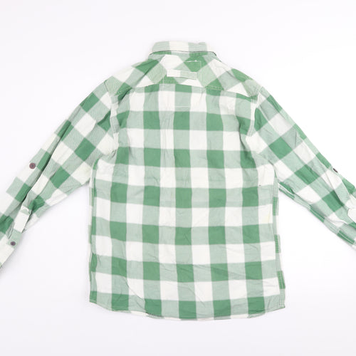 Tokyo Laundry Men's Green Checked Long Sleeve Cotton Shirt Size L