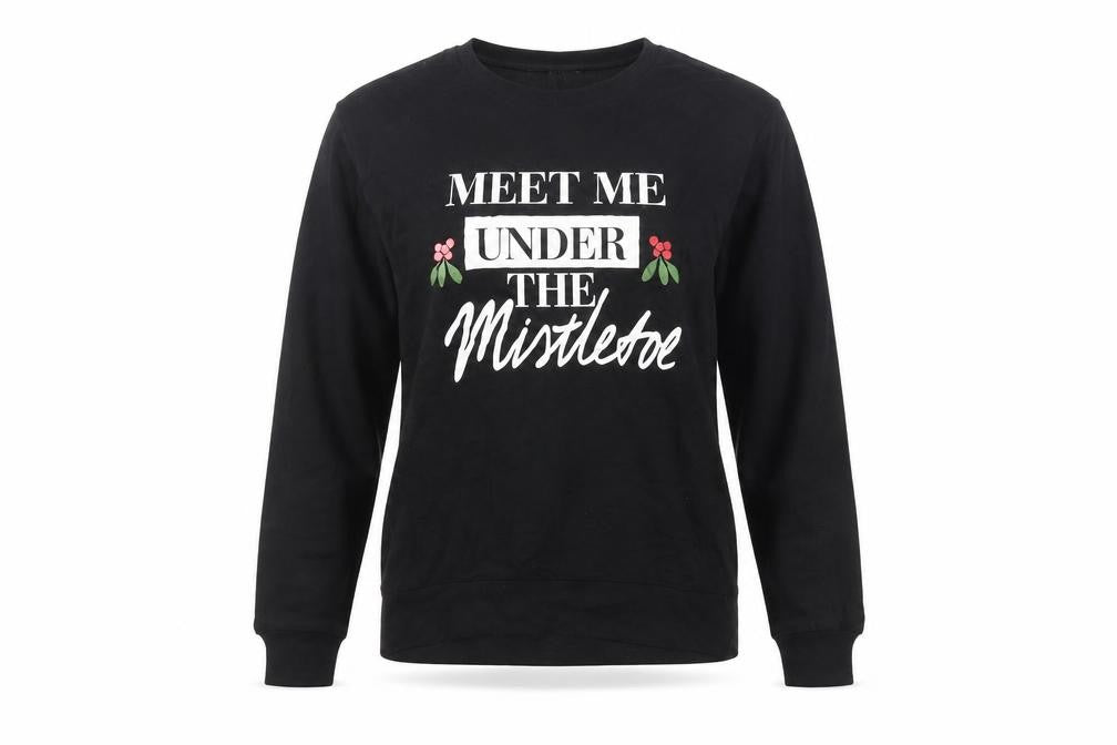 H&M Divided Womens Black Christmas Sweatshirt XS Cotton