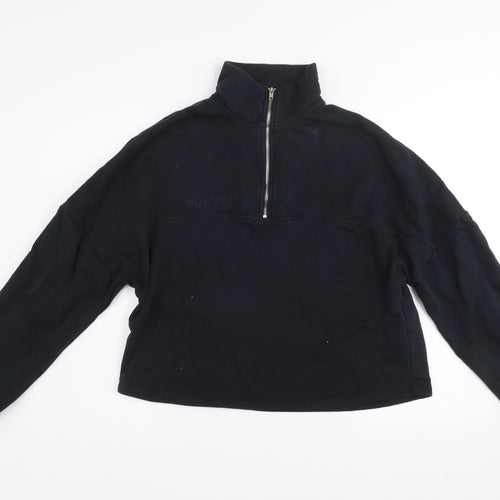 Bo+Tee Women's Black 1/2 Zip Pullover Sweatshirt Size M Cotton Blend