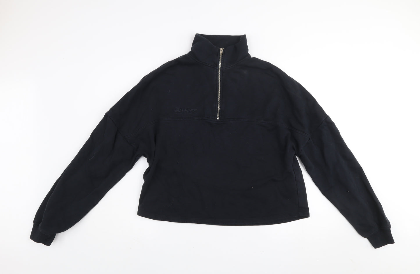 Bo+Tee Women's Black 1/2 Zip Pullover Sweatshirt Size M Cotton Blend