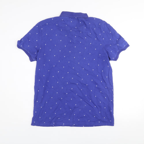 Ted Baker Men's Blue Palm Print Cotton Polo Shirt Size L