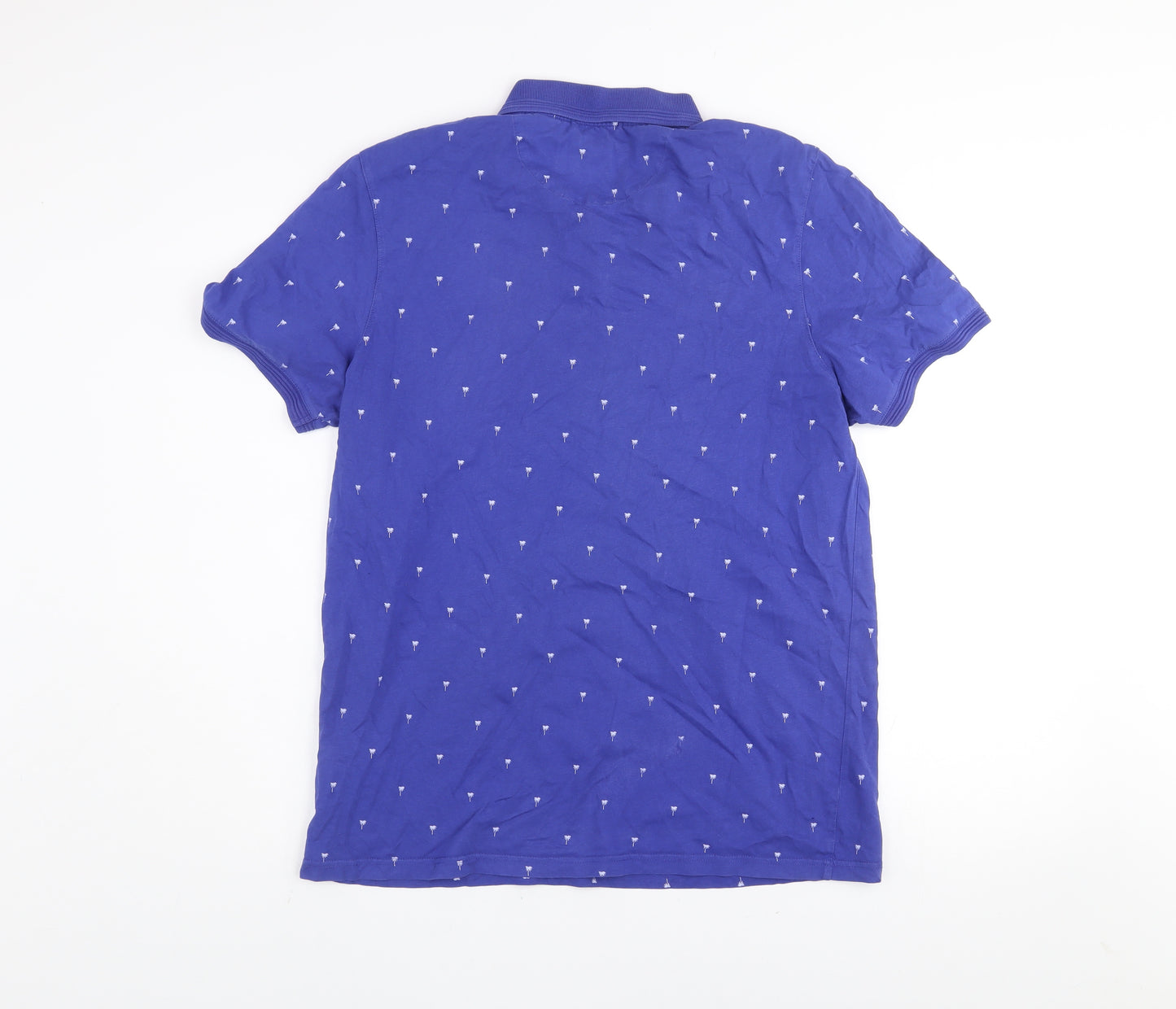 Ted Baker Men's Blue Palm Print Cotton Polo Shirt Size L