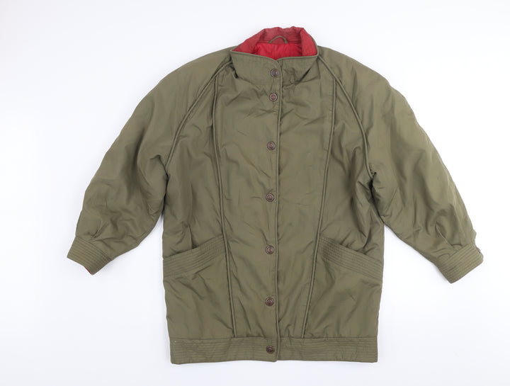 Rossetti Womens Khaki Green Quilted Mid-Length Padded Coat Size 10