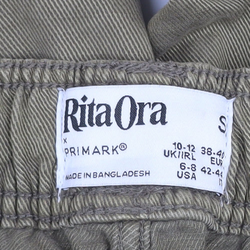 Primark Women Green Cargo Trousers Size 10-12 Lyocell Cotton
