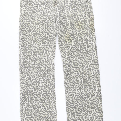STR Teen Grey Animal Print Straight Jeans Size 14 Cotton