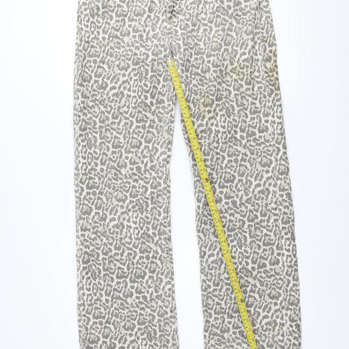 STR Teen Grey Animal Print Straight Jeans Size 14 Cotton