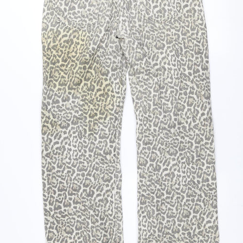 STR Teen Grey Animal Print Straight Jeans Size 14 Cotton