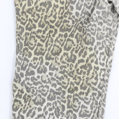 STR Teen Grey Animal Print Straight Jeans Size 14 Cotton