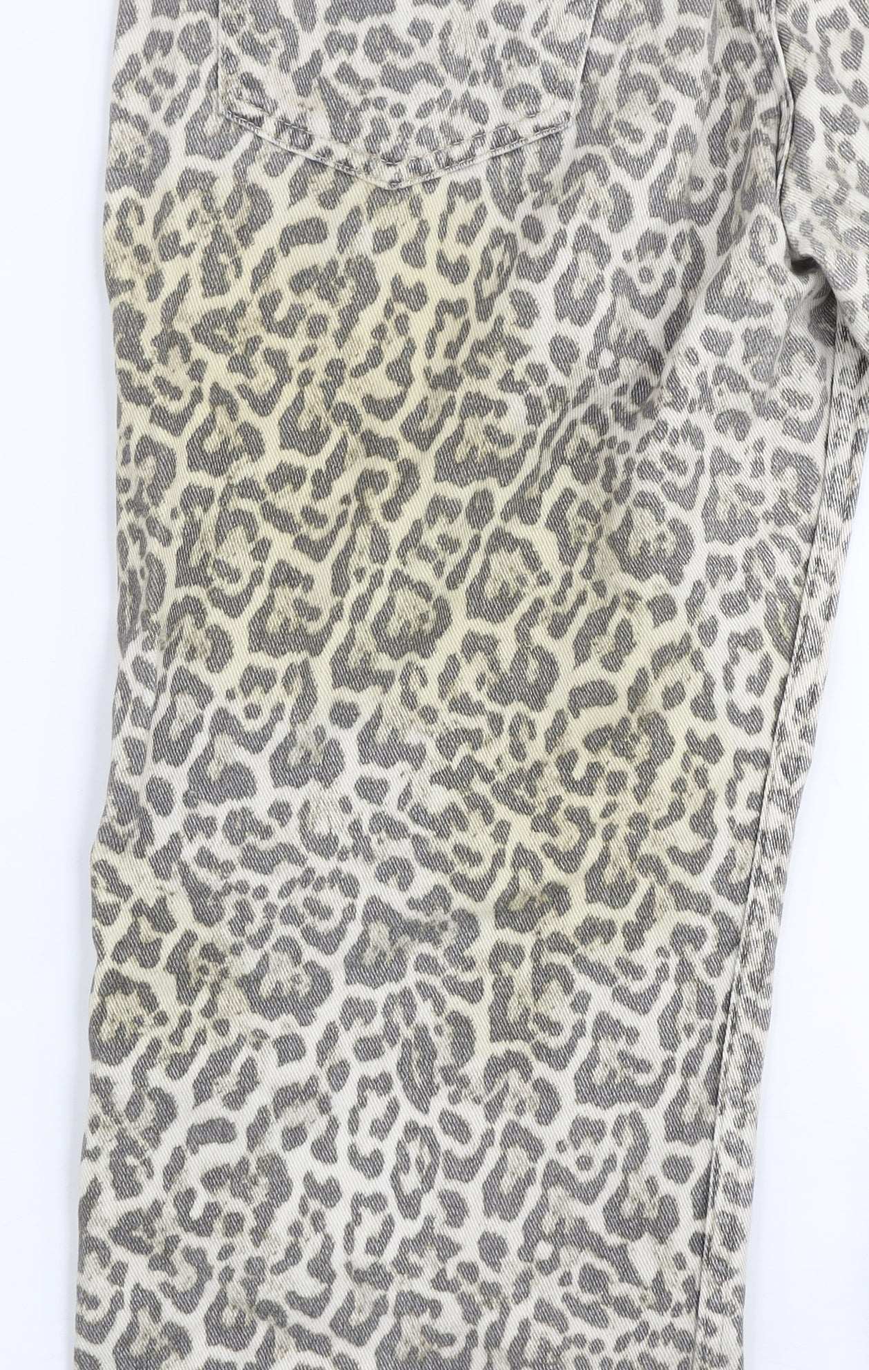 STR Teen Grey Animal Print Straight Jeans Size 14 Cotton