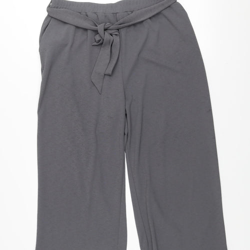 Gallery Women’s Grey Paperbag Wide-Leg Trousers Size L