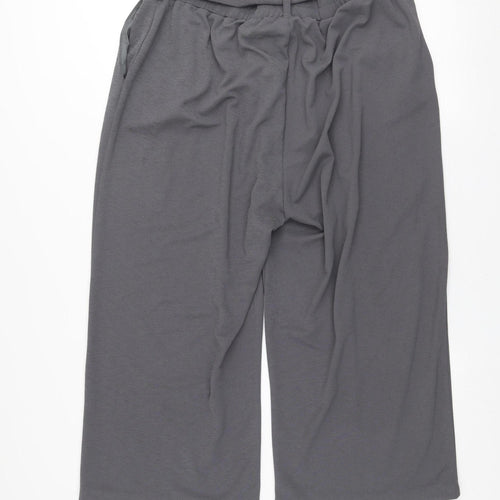 Gallery Women’s Grey Paperbag Wide-Leg Trousers Size L