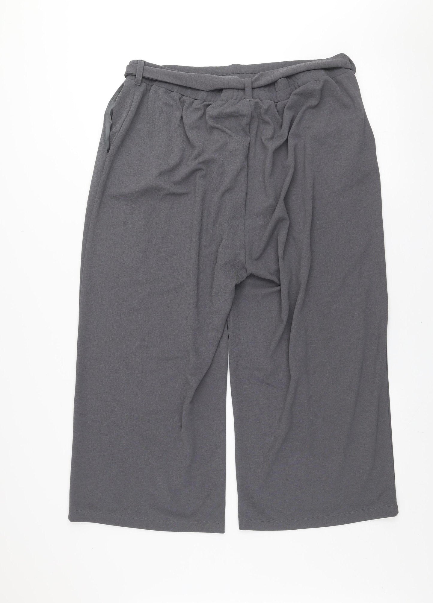Gallery Women’s Grey Paperbag Wide-Leg Trousers Size L