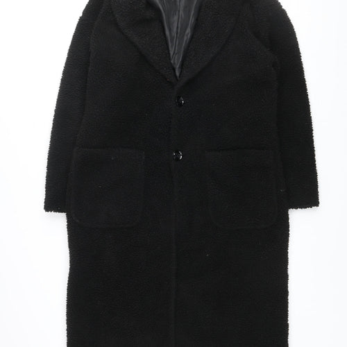 Another Influence Women's Black Long Fleece Overcoat Size M