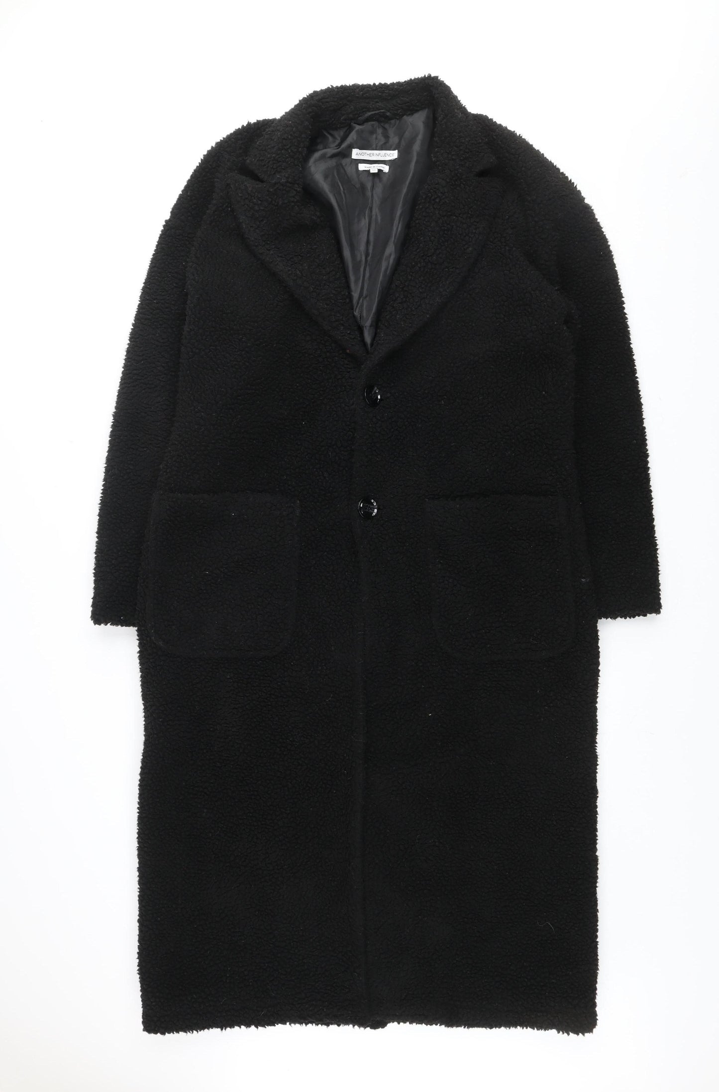 Another Influence Women's Black Long Fleece Overcoat Size M