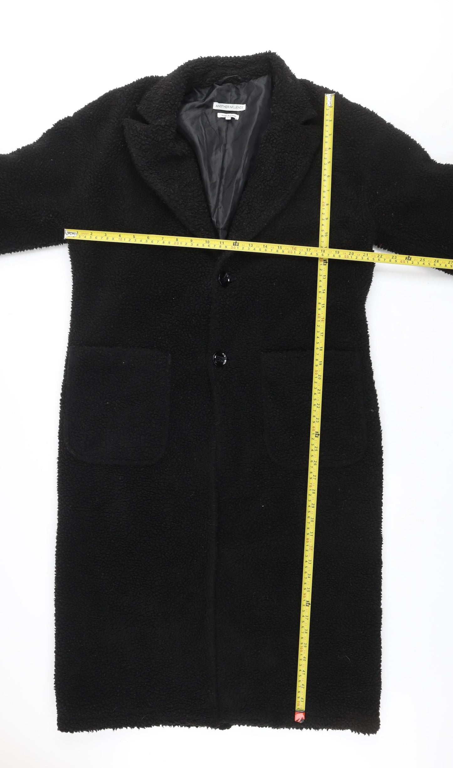 Another Influence Women's Black Long Fleece Overcoat Size M