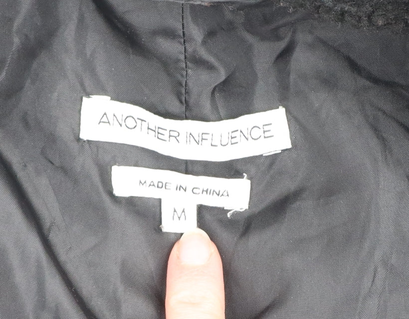Another Influence Women's Black Long Fleece Overcoat Size M