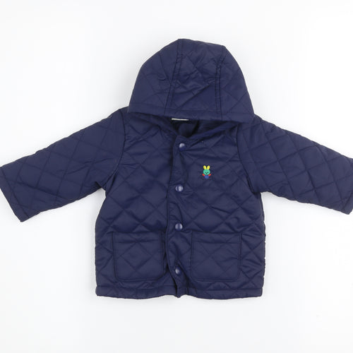 United Colors of Benetton Blue Quilted Hooded Jacket 3-6 Months