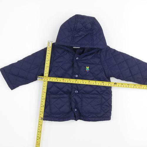 United Colors of Benetton Blue Quilted Hooded Jacket 3-6 Months