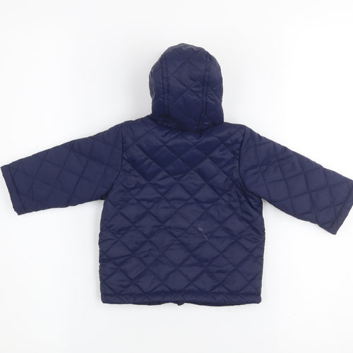 United Colors of Benetton Blue Quilted Hooded Jacket 3-6 Months
