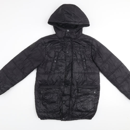 Firetrap Boys Black Hooded Puffer Jacket 11-12 Years Winter Coat