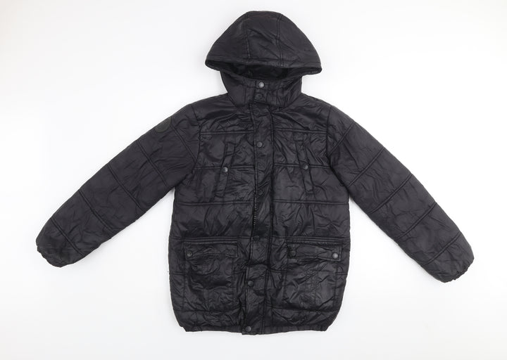 Firetrap Boys Black Hooded Puffer Jacket 11-12 Years Winter Coat