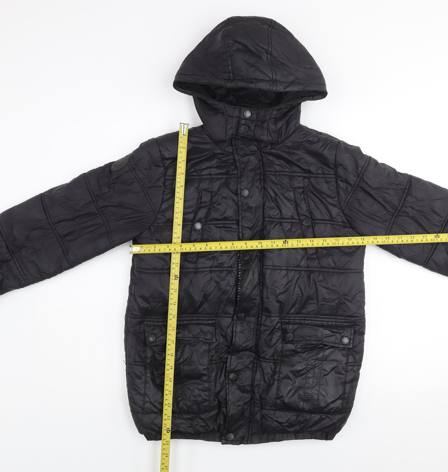 Firetrap Boys Black Hooded Puffer Jacket 11-12 Years Winter Coat