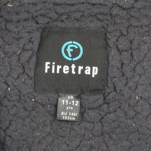 Firetrap Boys Black Hooded Puffer Jacket 11-12 Years Winter Coat