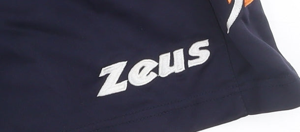Zeus Men's Navy Orange Athletic Activewear Shorts Size S Moisture Wicking