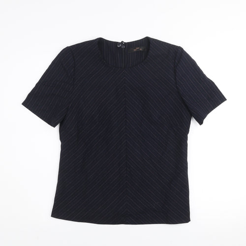 Next Women’s Black Pinstripe Short Sleeve Blouse Size 12