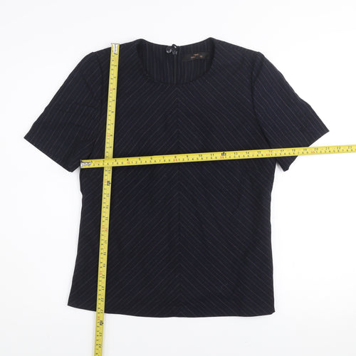 Next Women’s Black Pinstripe Short Sleeve Blouse Size 12