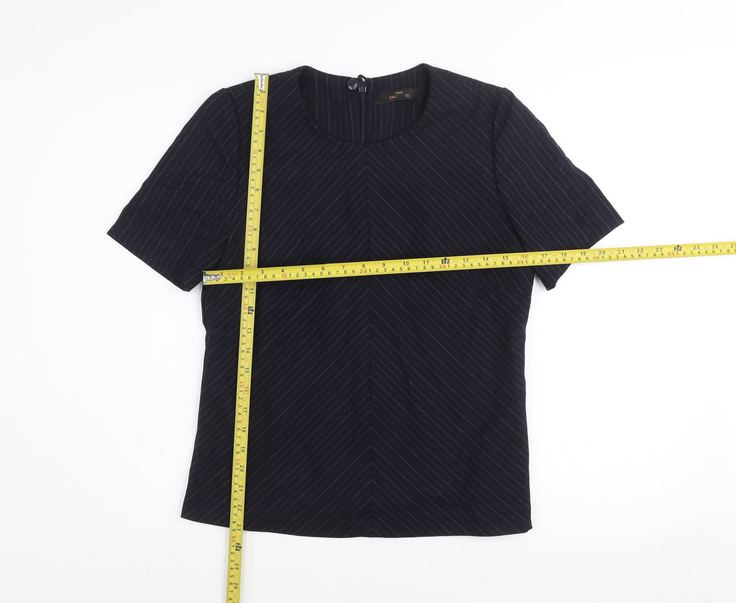Next Women’s Black Pinstripe Short Sleeve Blouse Size 12