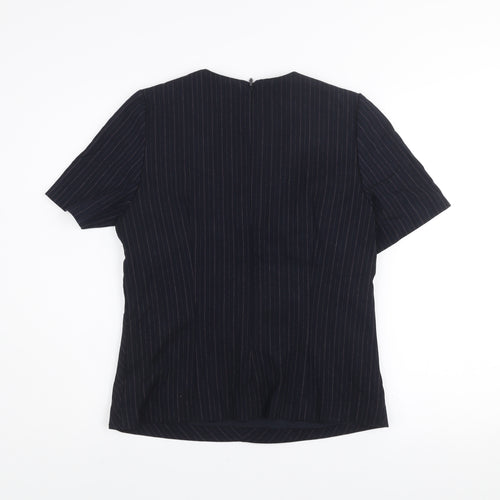 Next Women’s Black Pinstripe Short Sleeve Blouse Size 12