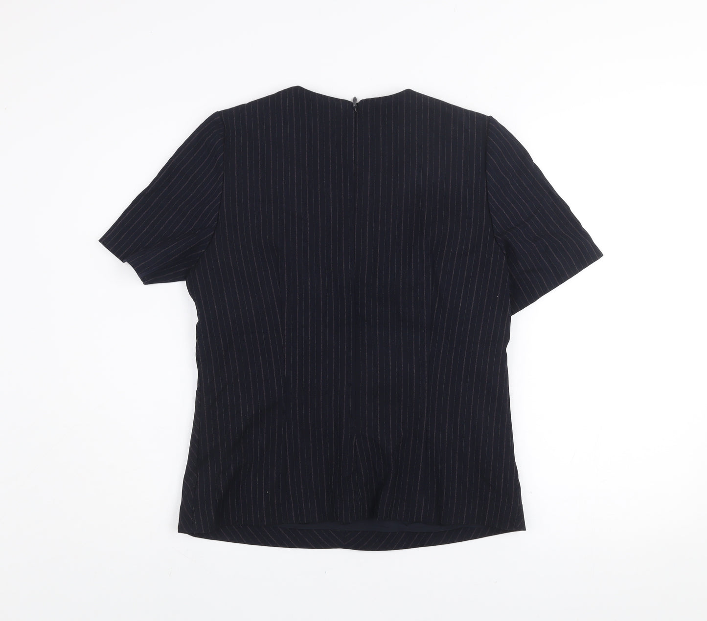 Next Women’s Black Pinstripe Short Sleeve Blouse Size 12