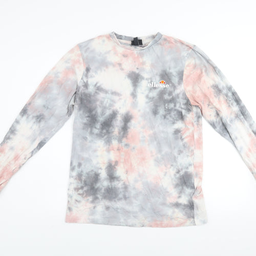 Ellesse Womens Multicoloured Tie-Dye Long Sleeve Cotton T-Shirt UK 10