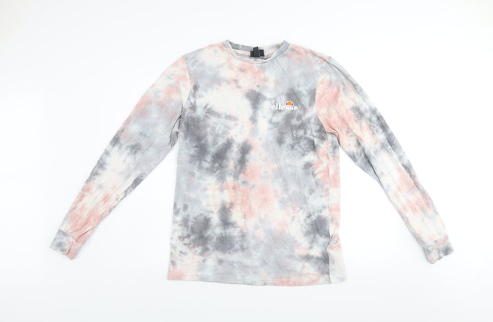 Ellesse Womens Multicoloured Tie-Dye Long Sleeve Cotton T-Shirt UK 10