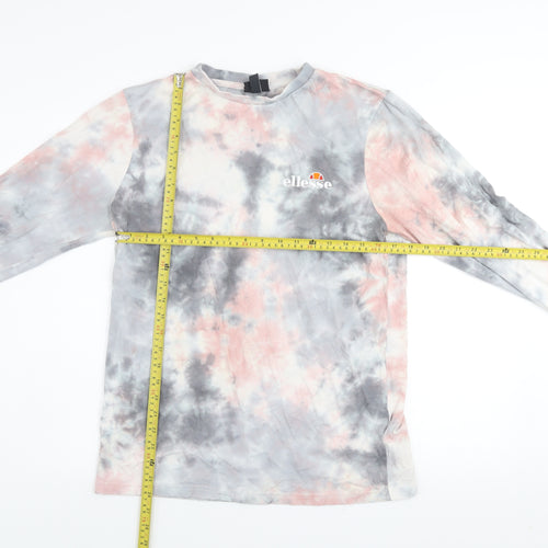 Ellesse Womens Multicoloured Tie-Dye Long Sleeve Cotton T-Shirt UK 10