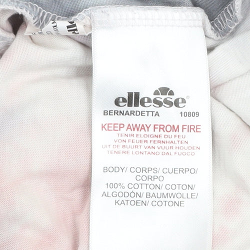 Ellesse Womens Multicoloured Tie-Dye Long Sleeve Cotton T-Shirt UK 10