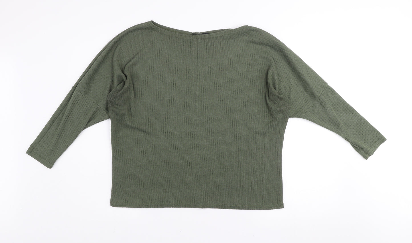 Boohoo Women’s Green Relaxed Waffle-Knit Jumper Size 14
