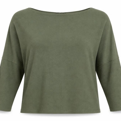 Boohoo Women’s Green Relaxed Waffle-Knit Jumper Size 14