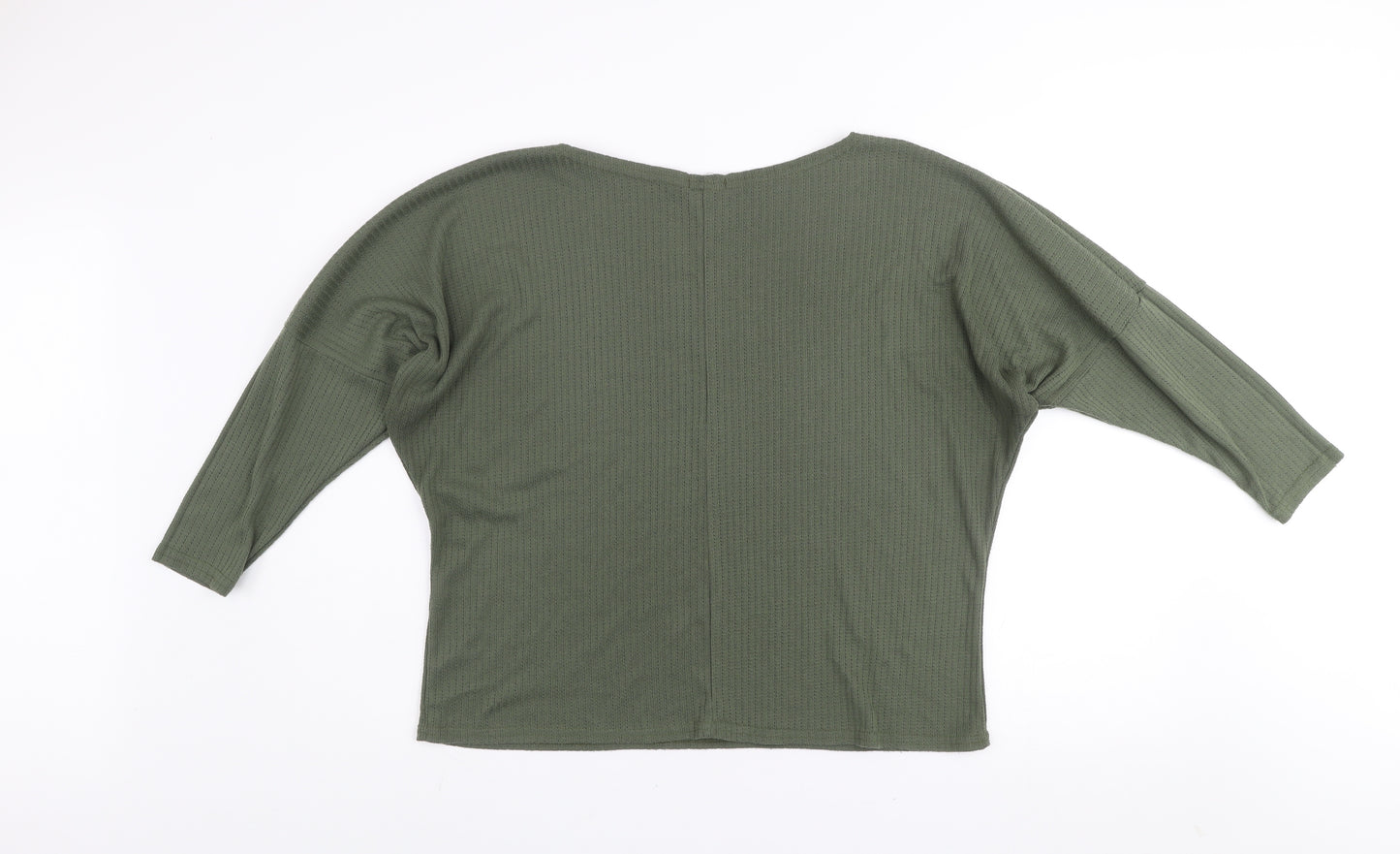 Boohoo Women’s Green Relaxed Waffle-Knit Jumper Size 14