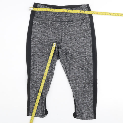 Decathlon Women's Grey Capri Leggings L Slim Fit Stretch Sportswear