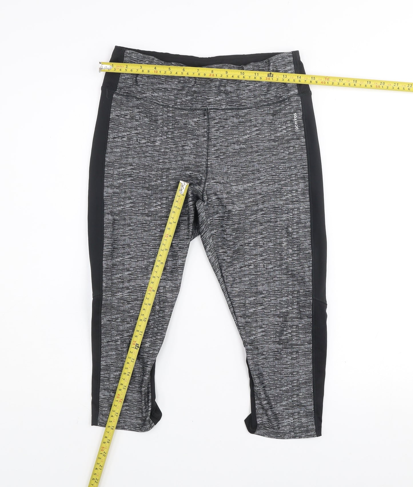 Decathlon Women's Grey Capri Leggings L Slim Fit Stretch Sportswear