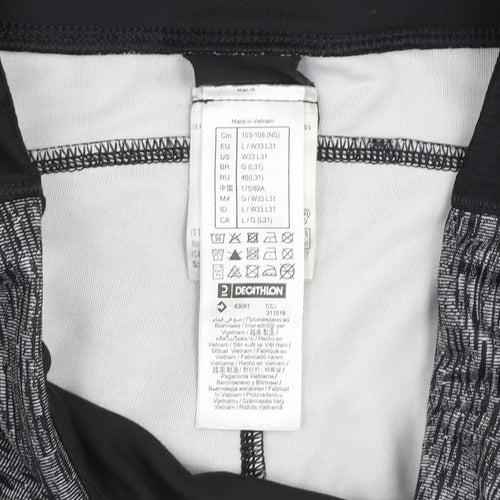 Decathlon Women's Grey Capri Leggings L Slim Fit Stretch Sportswear