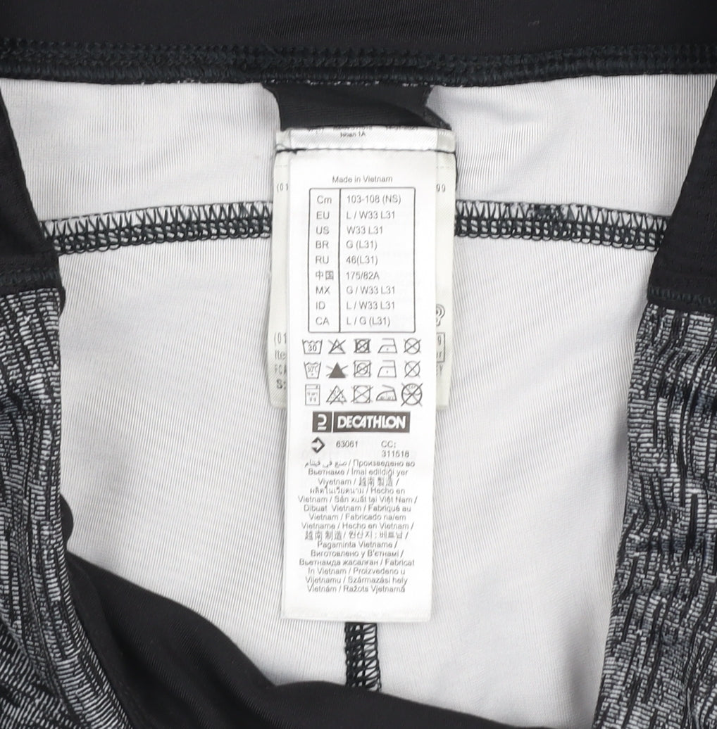 Decathlon Women's Grey Capri Leggings L Slim Fit Stretch Sportswear