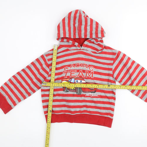 Dunnes Boys Red Grey Striped Cars Lightning McQueen Hoodie 3-4 Years