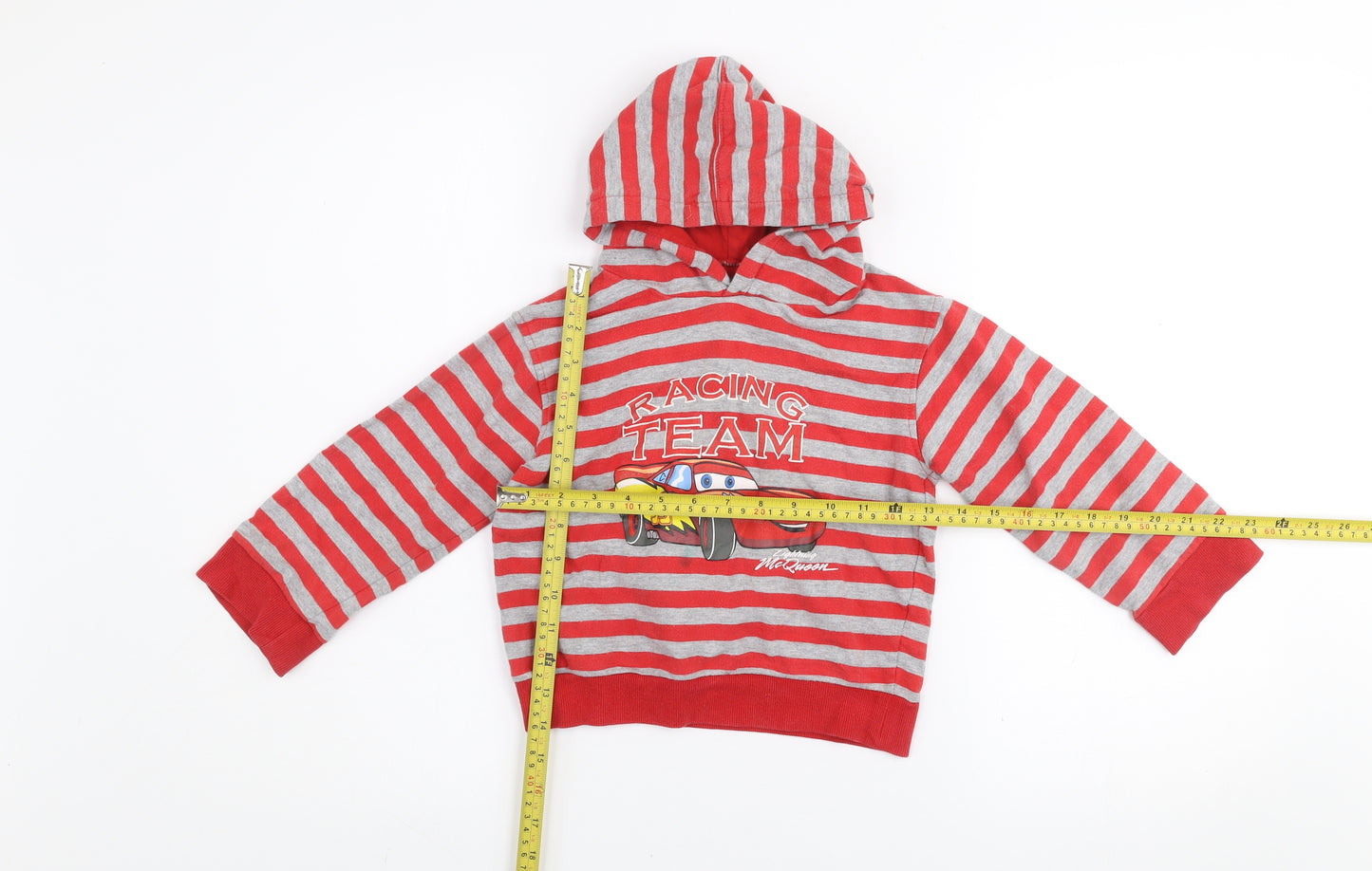 Dunnes Boys Red Grey Striped Cars Lightning McQueen Hoodie 3-4 Years