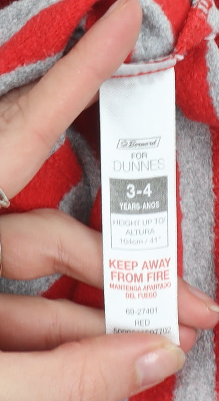 Dunnes Boys Red Grey Striped Cars Lightning McQueen Hoodie 3-4 Years